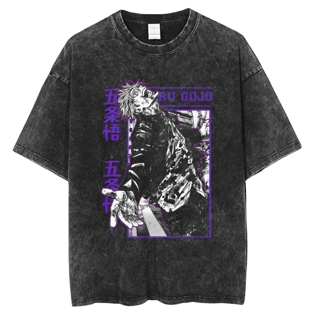 Satoru Gojo Purple Frame Vintage Washed T-Shirt